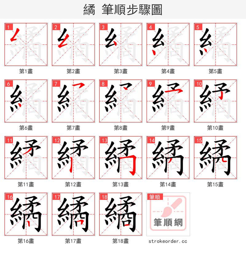 繘 的笔顺分步演示