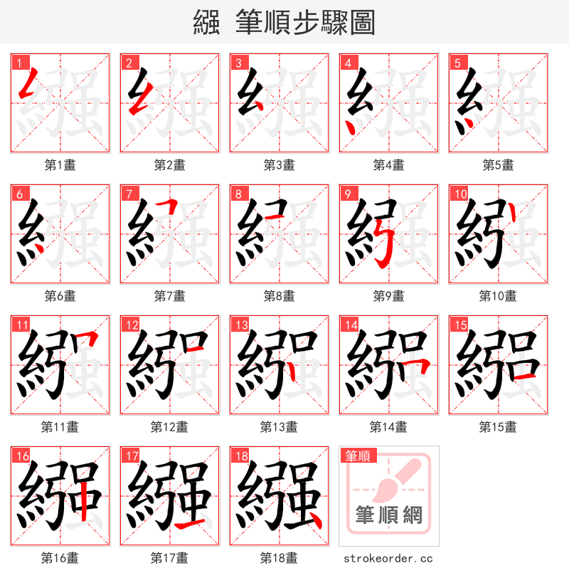 繦 的笔顺分步演示