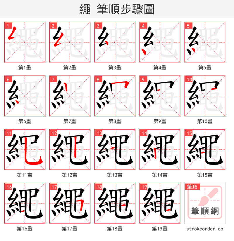 繩 的笔顺分步演示