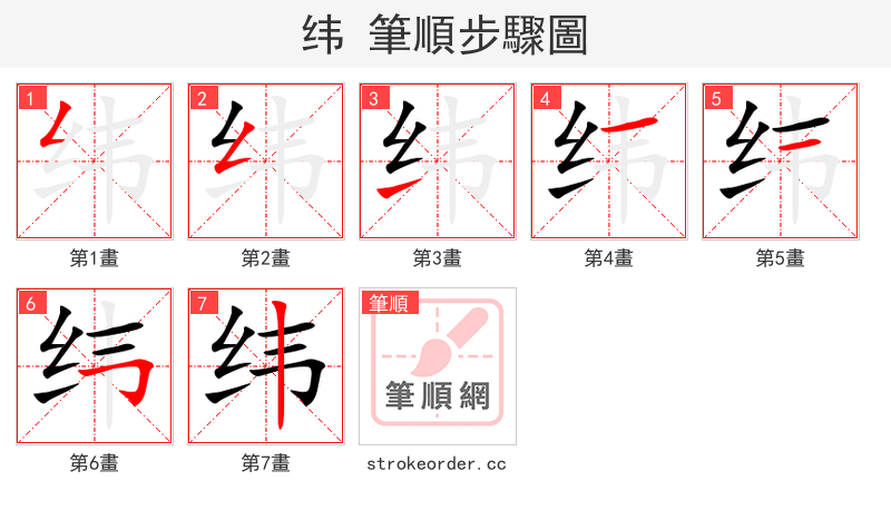 纬 的笔顺分步演示