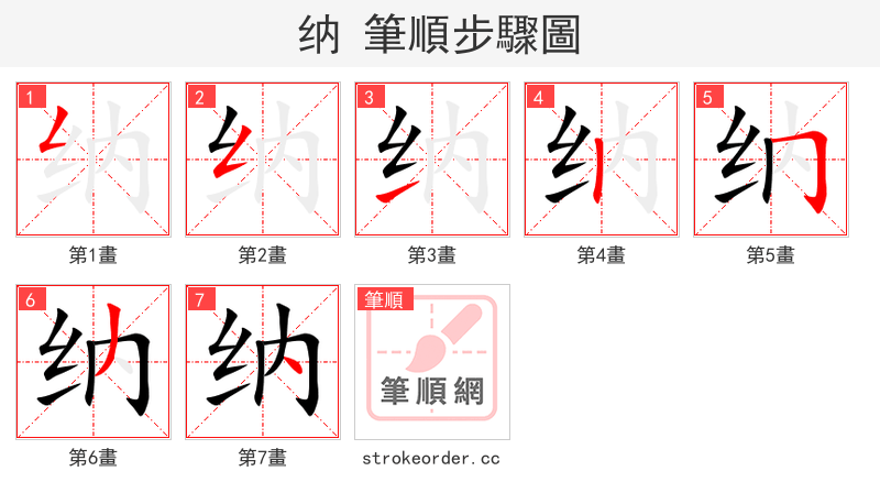 纳 的笔顺分步演示