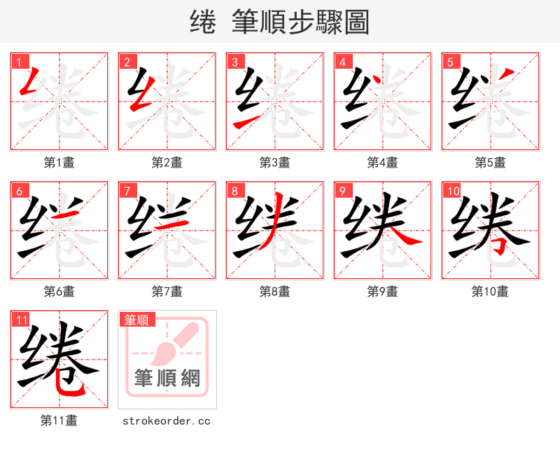 绻 的笔顺分步演示