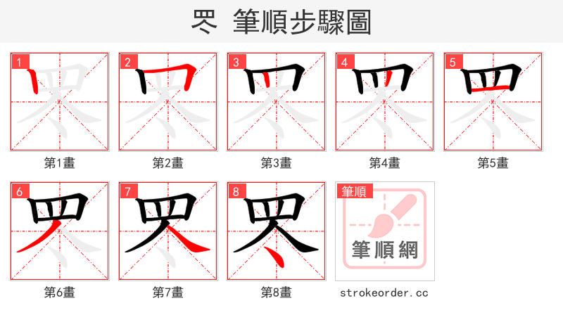 罖 的笔顺分步演示