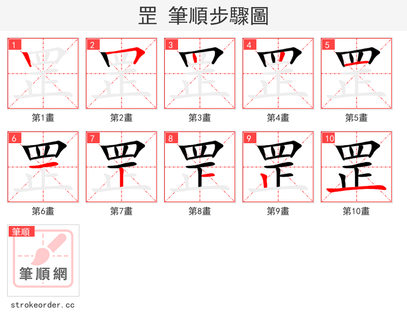 罡 的笔顺分步演示