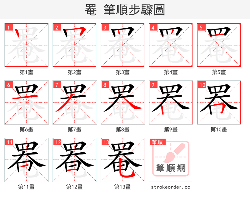 罨 的笔顺分步演示
