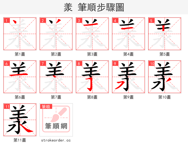 羕 的笔顺分步演示