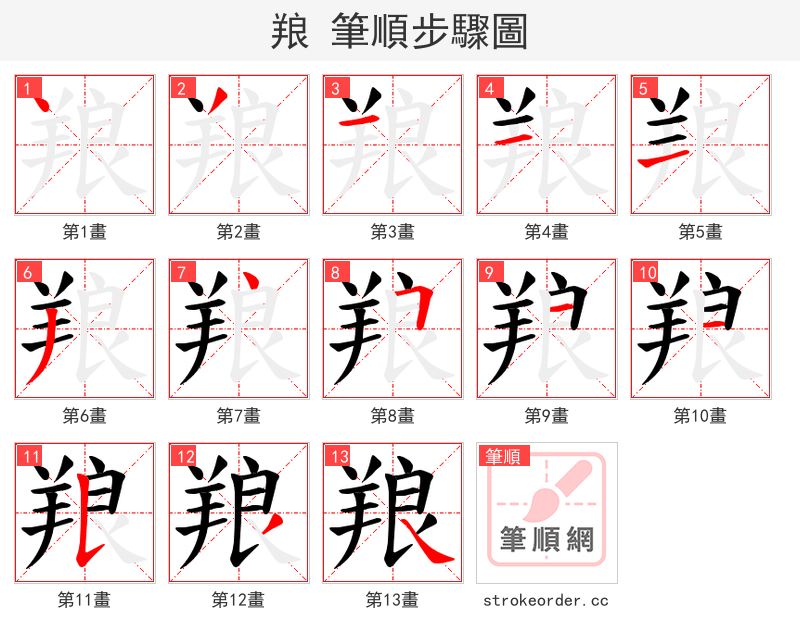 羪 的笔顺分步演示