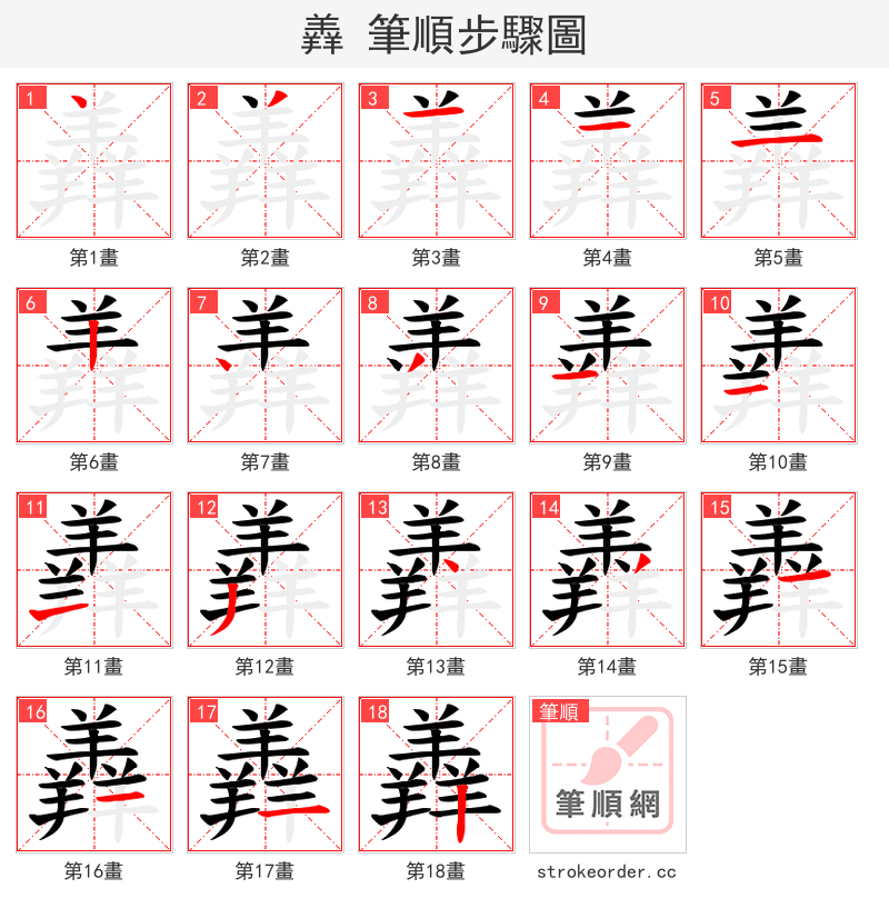 羴 的笔顺分步演示