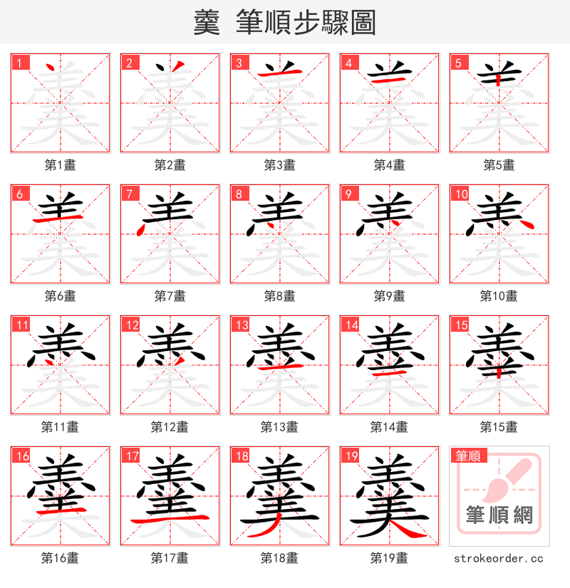 羹 的笔顺分步演示
