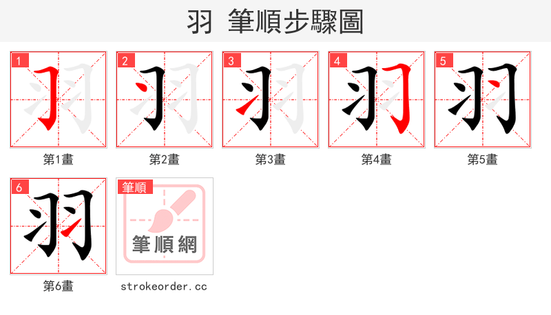 羽 的笔顺分步演示