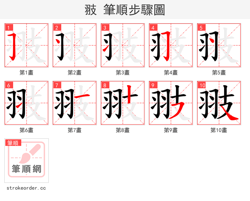 翄 的笔顺分步演示
