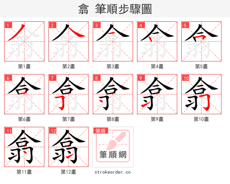 翕 的笔顺分步演示
