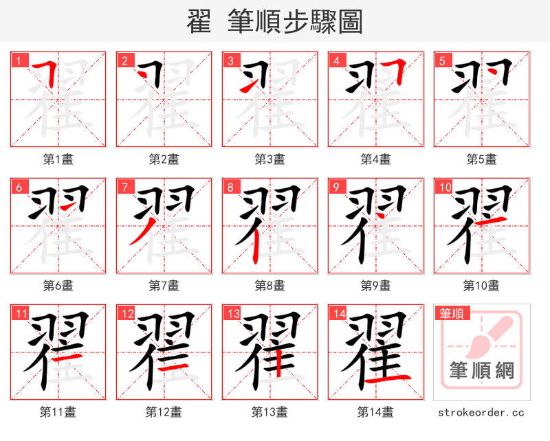 翟 的笔顺分步演示