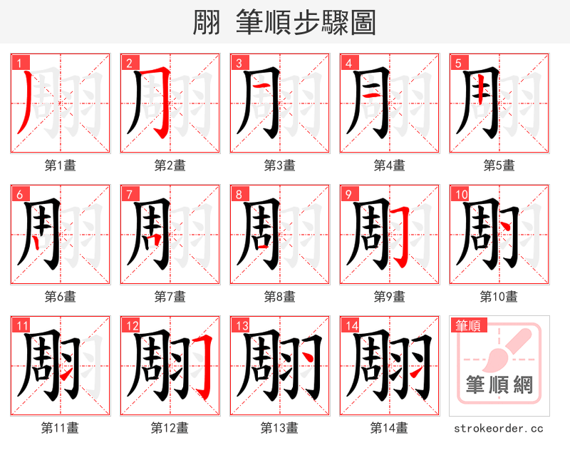 翢 的笔顺分步演示