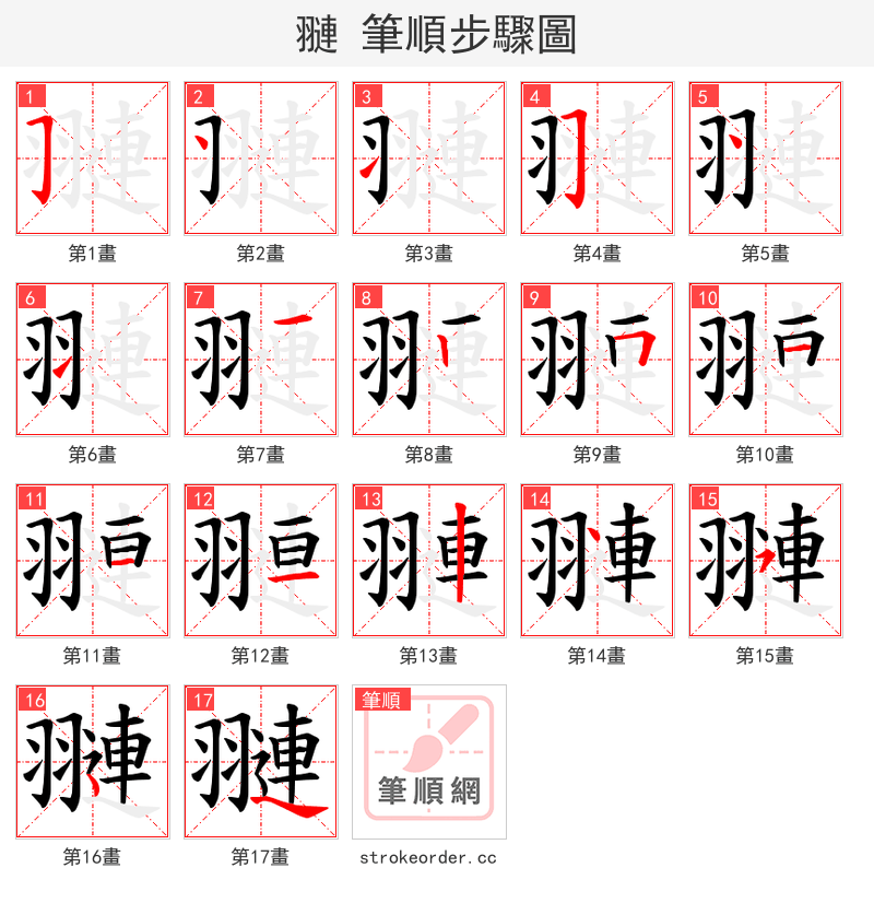 翴 的笔顺分步演示