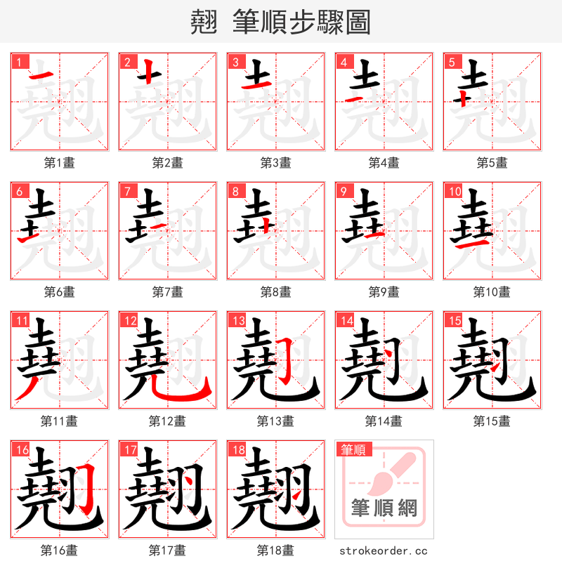 翹 的笔顺分步演示
