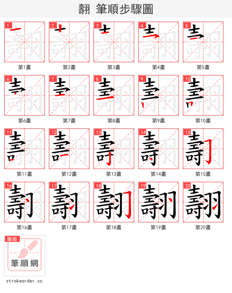 翿 的笔顺分步演示