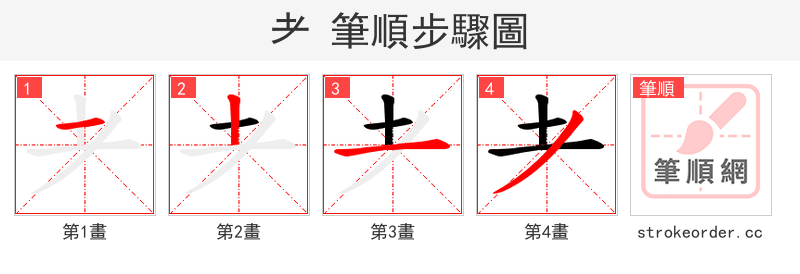 耂 的笔顺分步演示