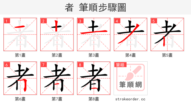 者 的笔顺分步演示