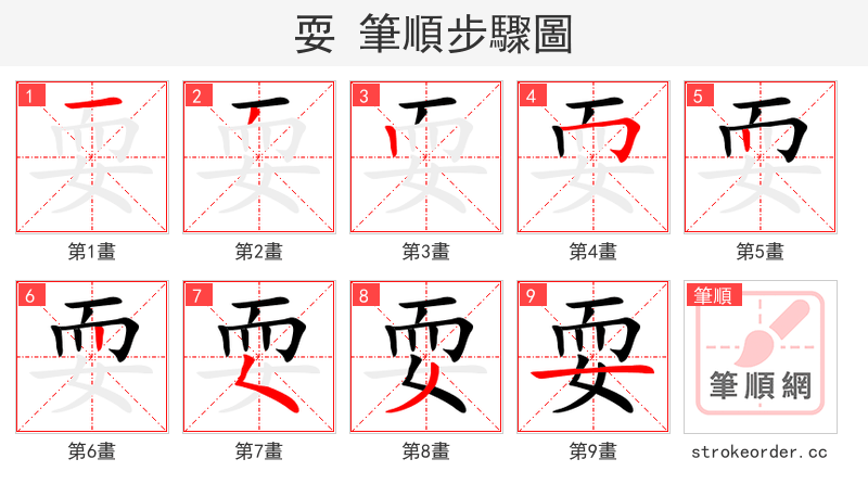 耍 的笔顺分步演示