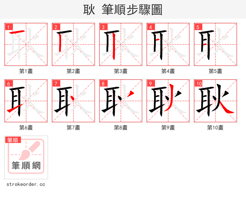 耿 的笔顺分步演示