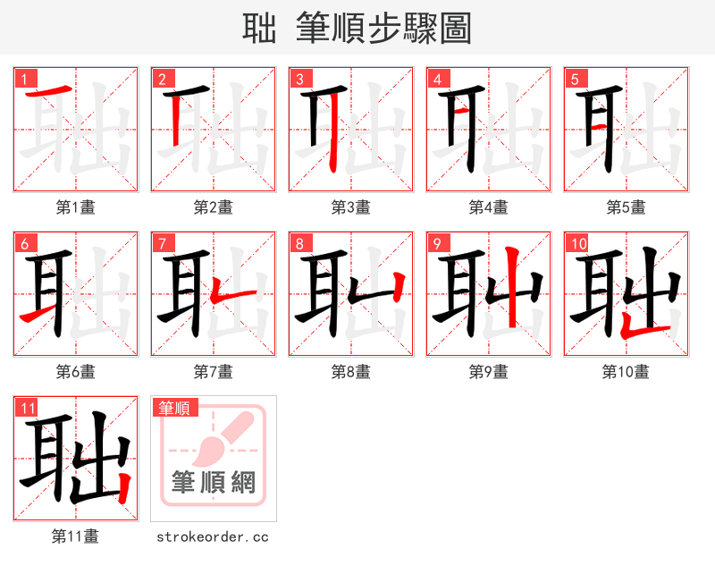 聉 的笔顺分步演示