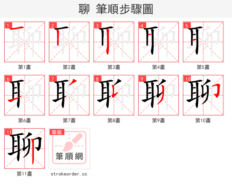 聊 的笔顺分步演示