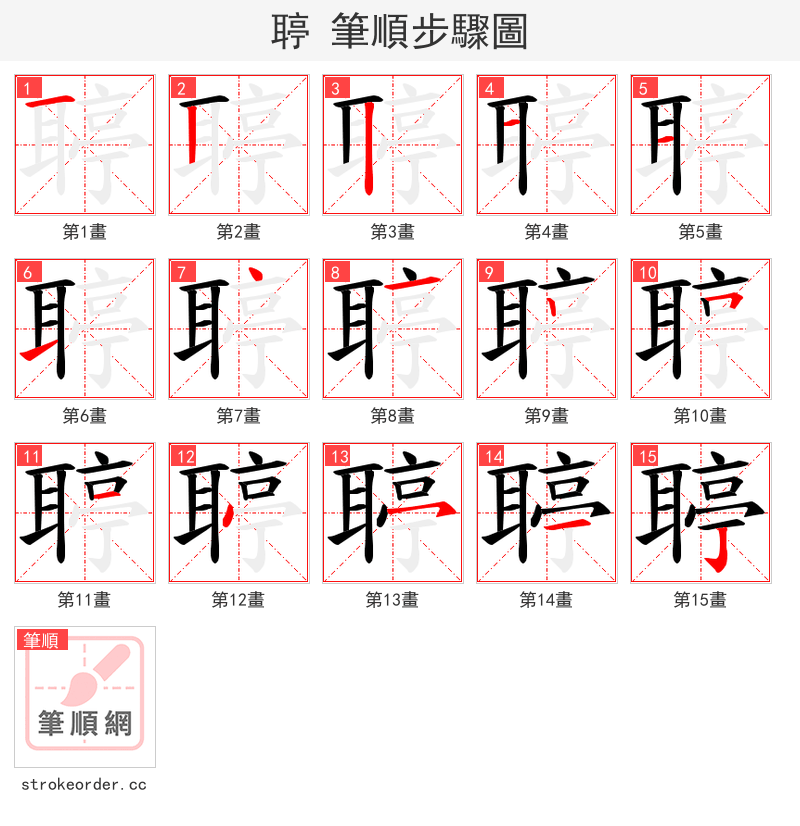 聤 的笔顺分步演示