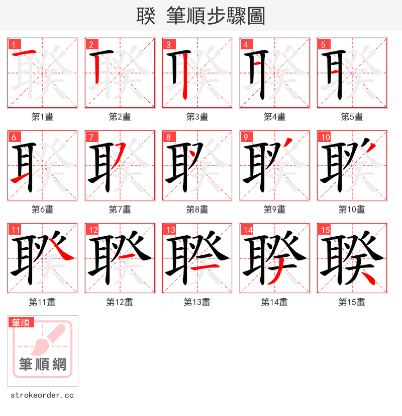 聧 的笔顺分步演示