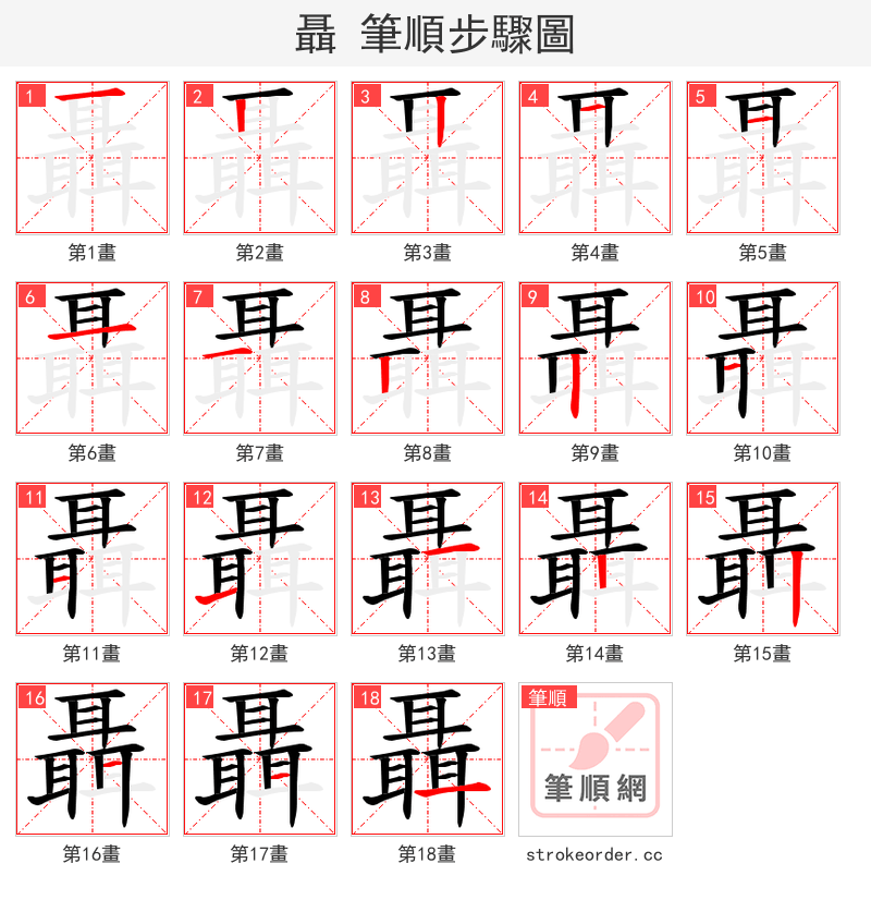 聶 的笔顺分步演示
