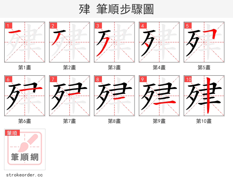 肂 的笔顺分步演示