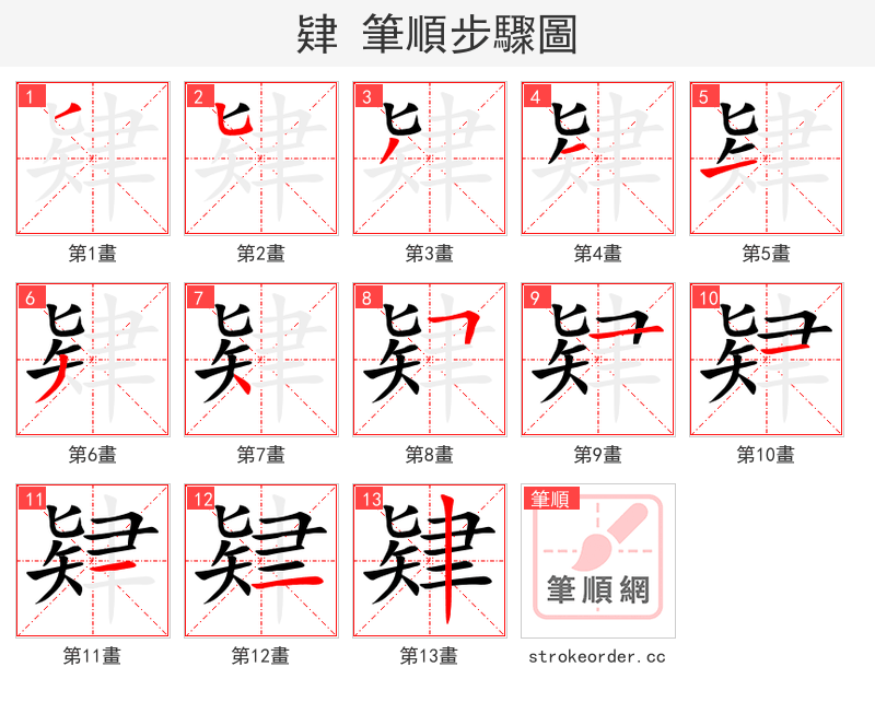 肄 的笔顺分步演示