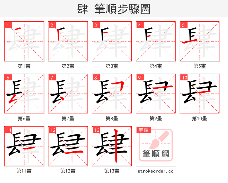 肆 的笔顺分步演示