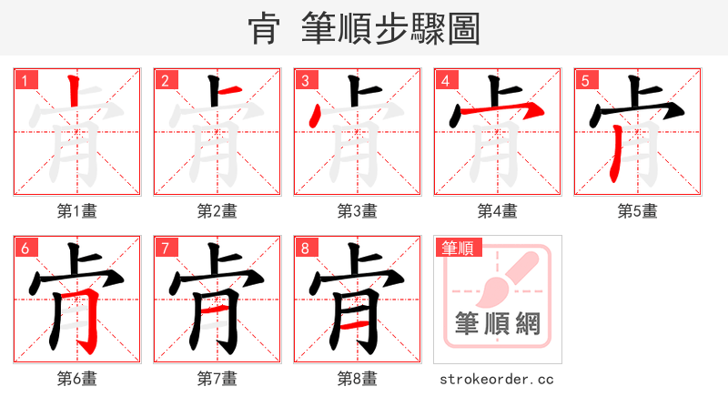 肻 的笔顺分步演示