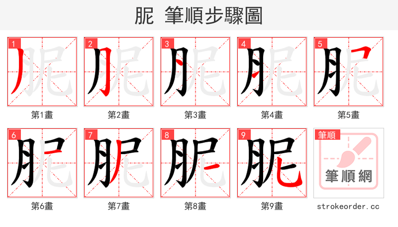 胒 的笔顺分步演示