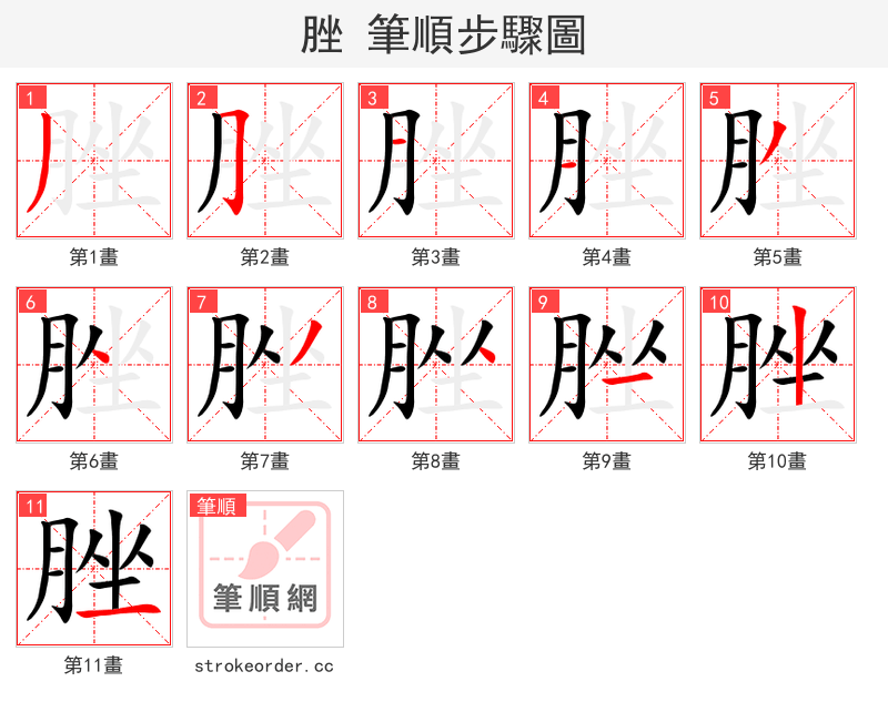 脞 的笔顺分步演示