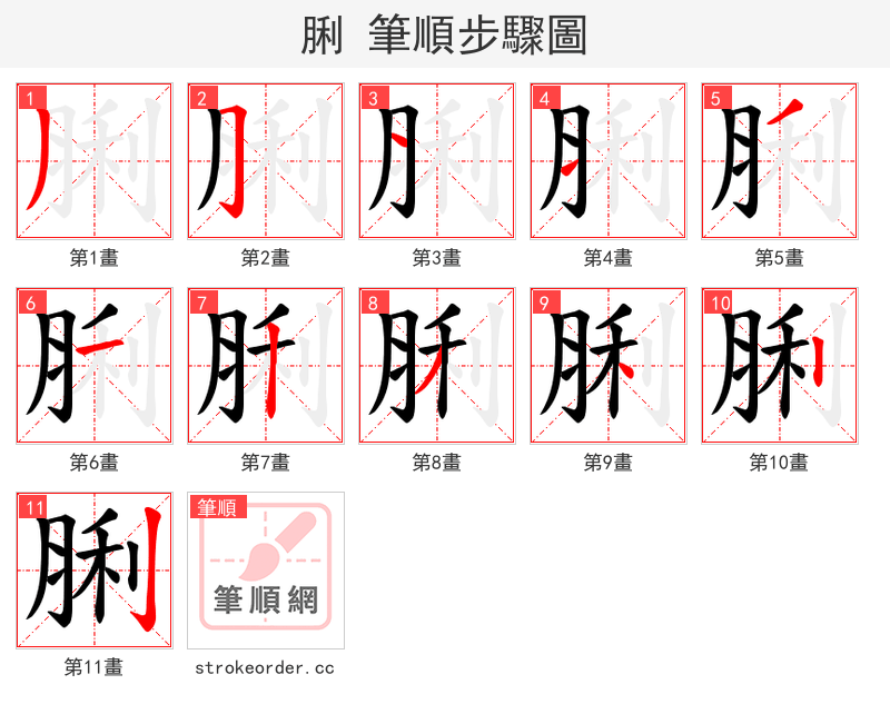 脷 的笔顺分步演示