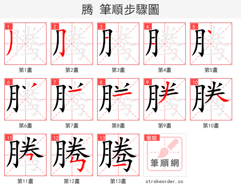 腾 的笔顺分步演示