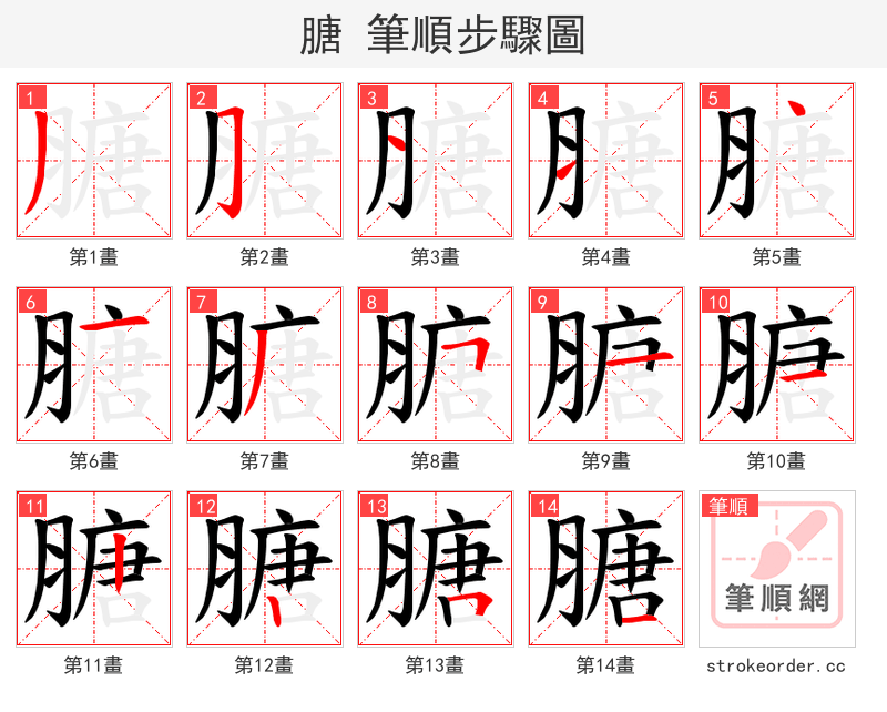 膅 的笔顺分步演示