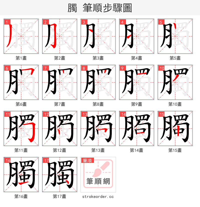 臅 的笔顺分步演示