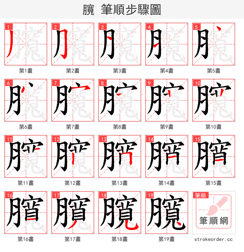 臗 的笔顺分步演示