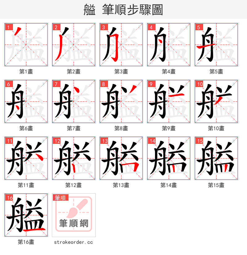 艗 的笔顺分步演示