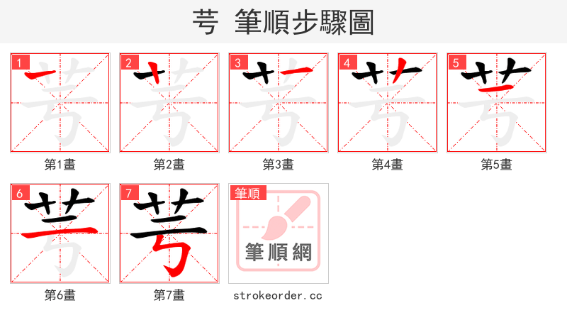 芌 的笔顺分步演示