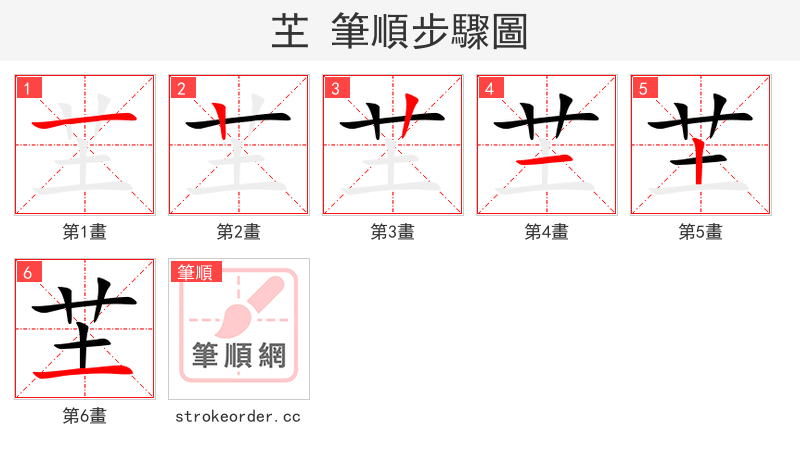芏 的笔顺分步演示