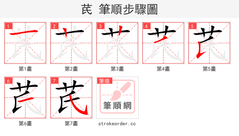 芪 的笔顺分步演示