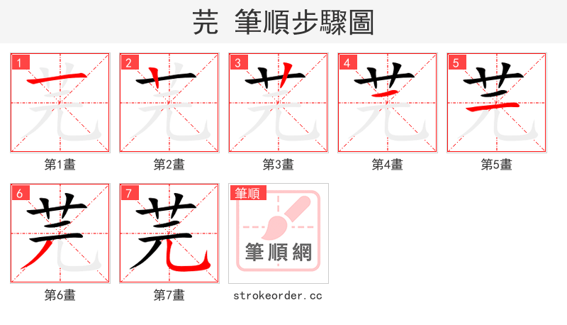 芫 的笔顺分步演示