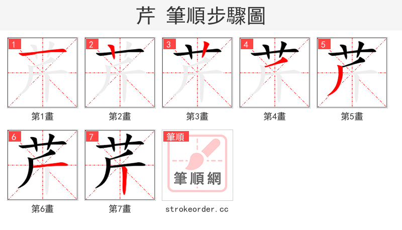 芹 的笔顺分步演示