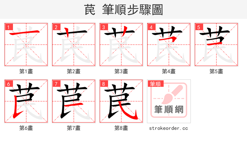 苠 的笔顺分步演示