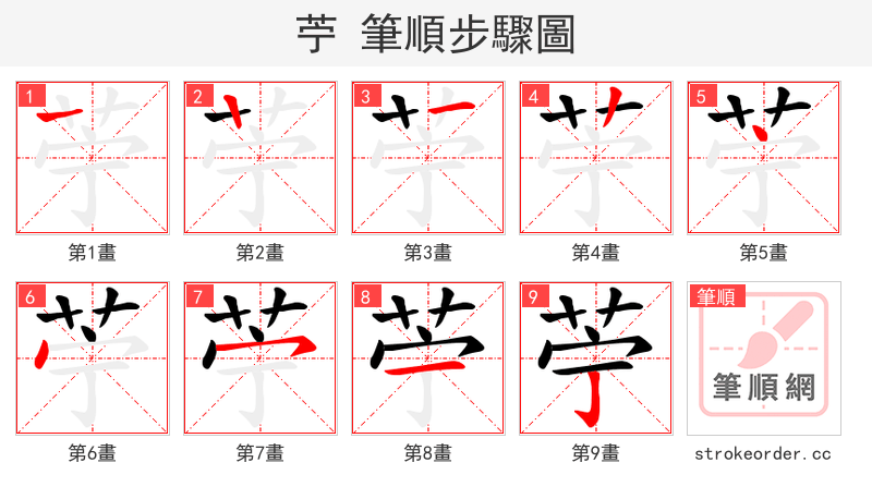 苧 的笔顺分步演示