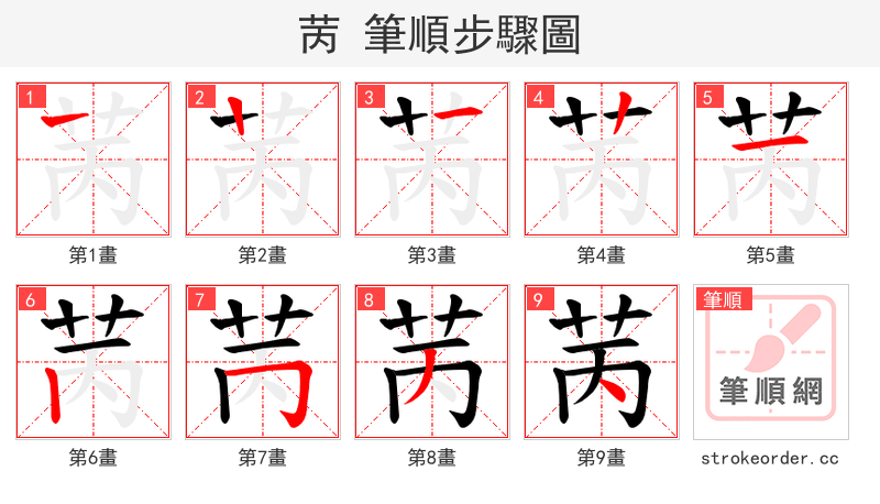 苪 的笔顺分步演示